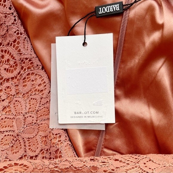 NWT Bardot Dress Isla Long Sleeve Lace Ruched Mini Copper Rose Size Small NEW - Picture 13 of 14